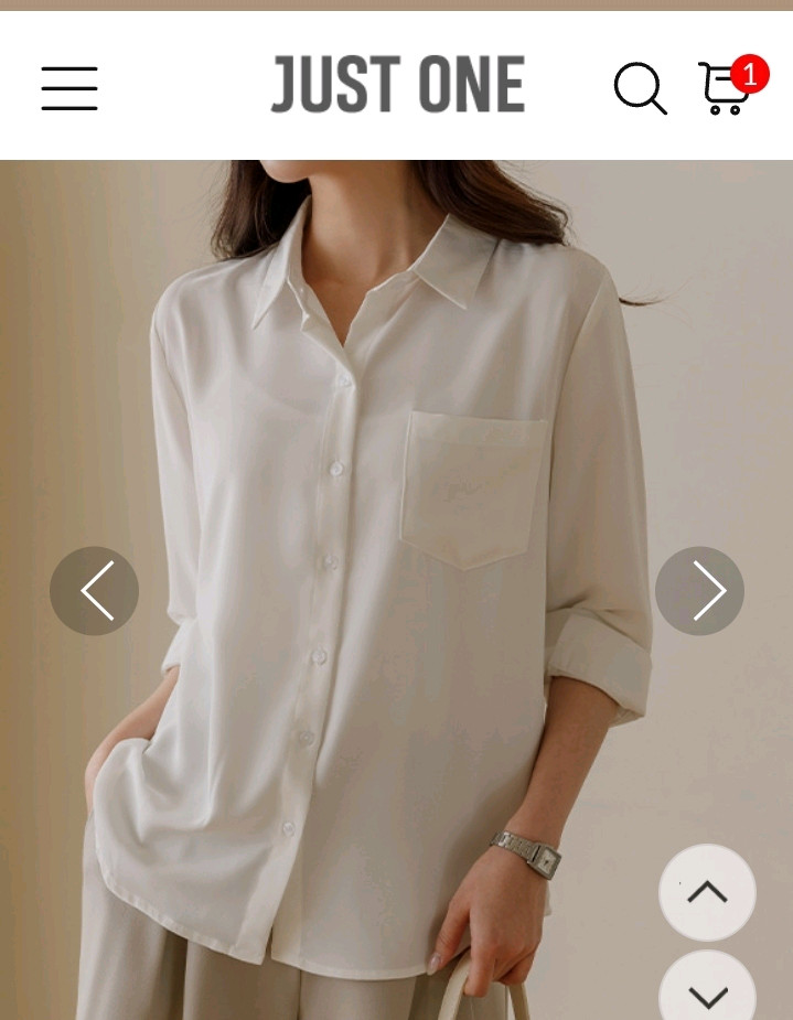 저스트원 링클프리 셔츠 블라우스 아이보리 L사이즈 이미지