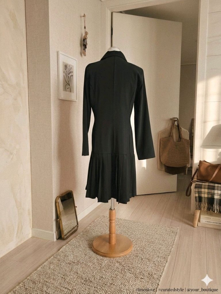 BLANC플리츠 디테일 더블 버튼 트렌치 원피스/코트 이미지