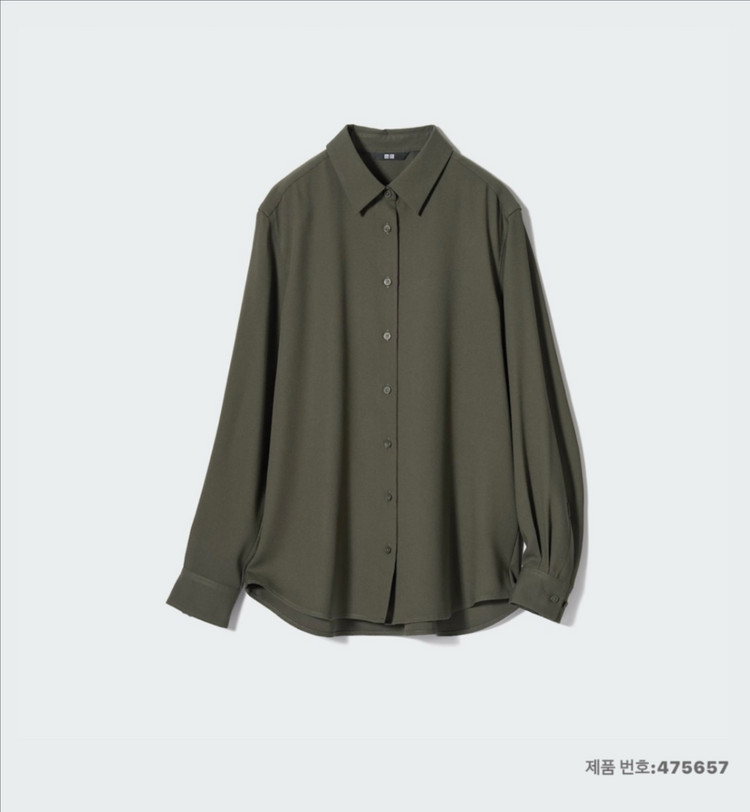 (마지막가격)(새상품)유니클로 레이온 블라우스(다크브라운, 올리브) 이미지