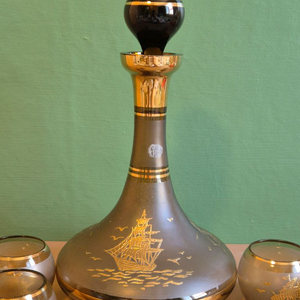 엔틱 체코 보헤미아 크리스탈 디캔더와 잔4개 가격 이미지