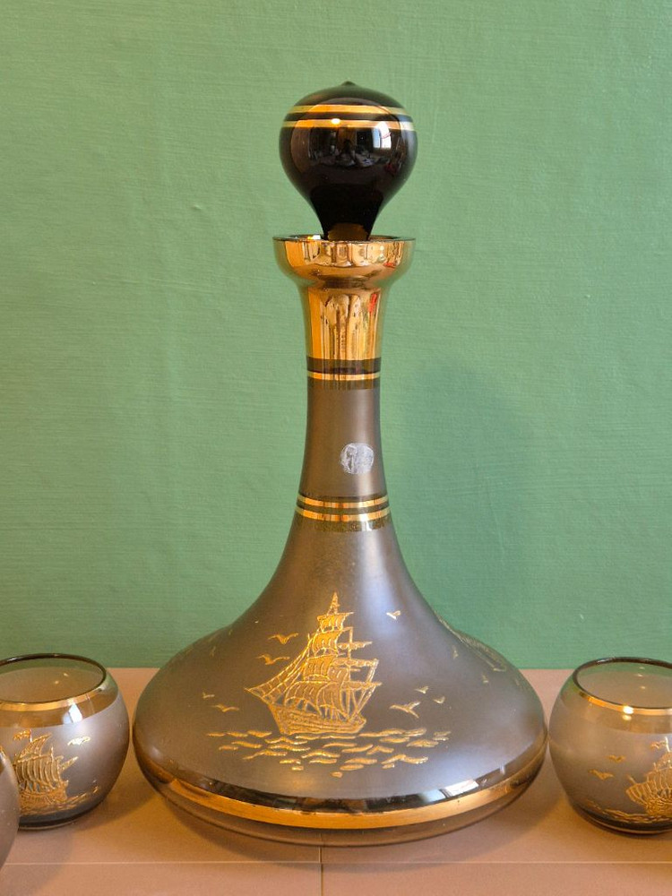 엔틱 체코 보헤미아 크리스탈 디캔더와 잔4개 가격 이미지