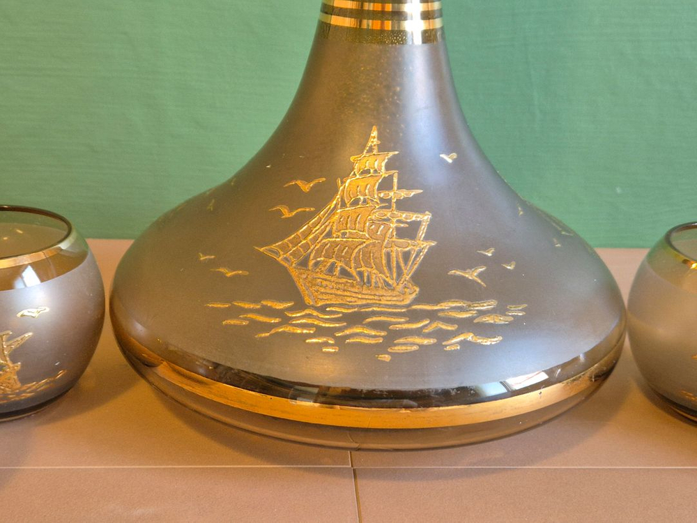 엔틱 체코 보헤미아 크리스탈 디캔더와 잔4개 가격 이미지