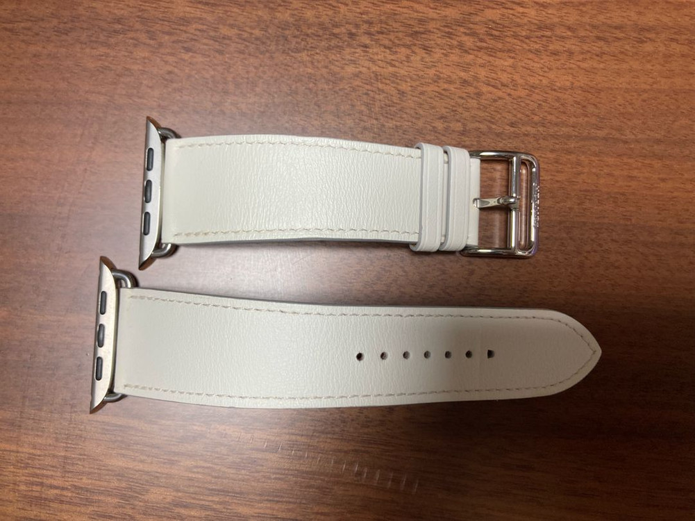 애플워치 에르메스 45mm화이트 가죽 스트랩 이미지