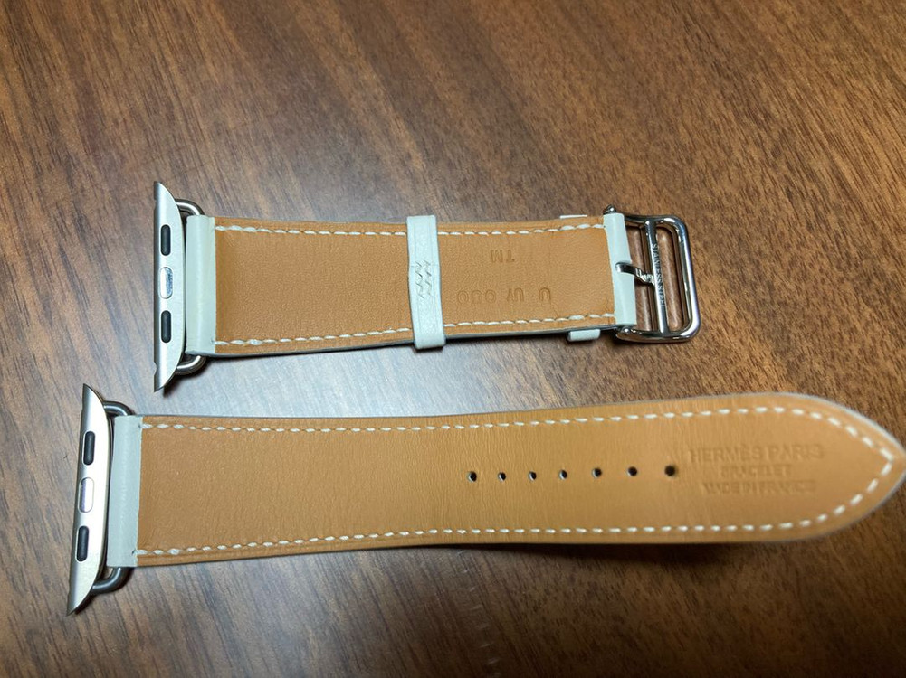애플워치 에르메스 45mm화이트 가죽 스트랩 이미지