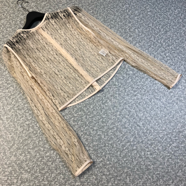 나흐나흐 리본타이 제작 레이스 블라우스 시스루 이미지