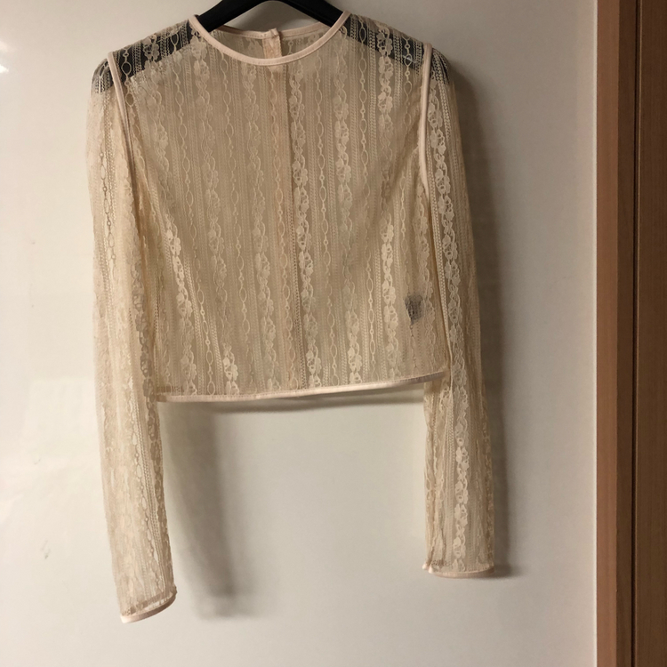 나흐나흐 리본타이 제작 레이스 블라우스 시스루 이미지