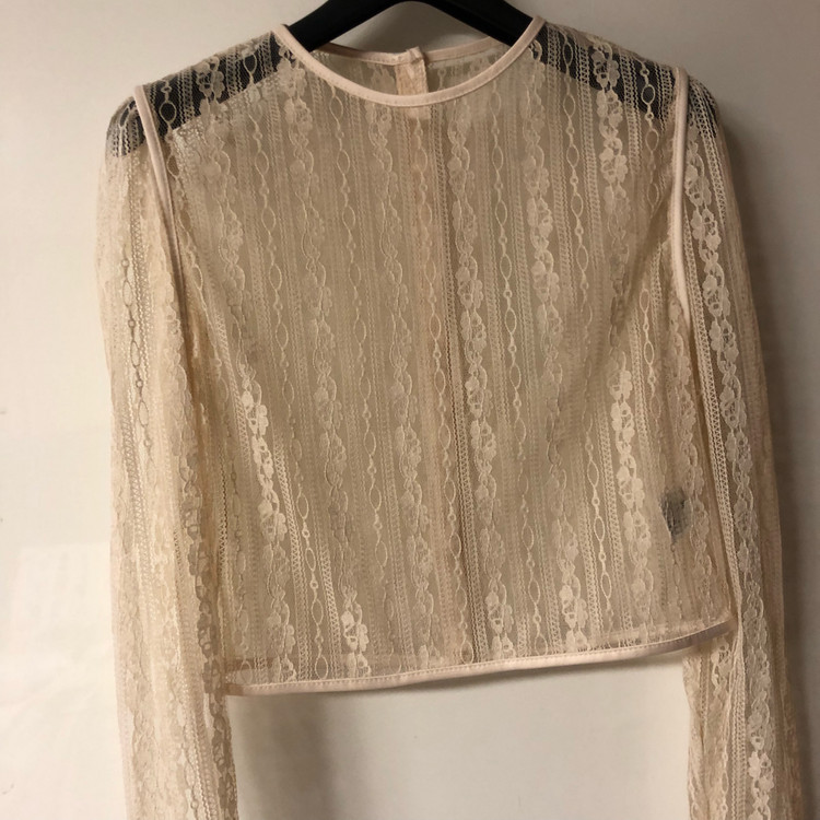 나흐나흐 리본타이 제작 레이스 블라우스 시스루 이미지