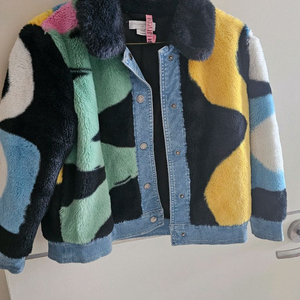 스텔라 맥카트니 키즈 퍼 & 데님 믹스 자켓 이미지