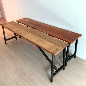 빈티지 가구 원목 철제 벤치 의자 이미지