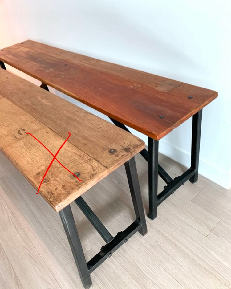 빈티지 가구 원목 철제 벤치 의자 이미지