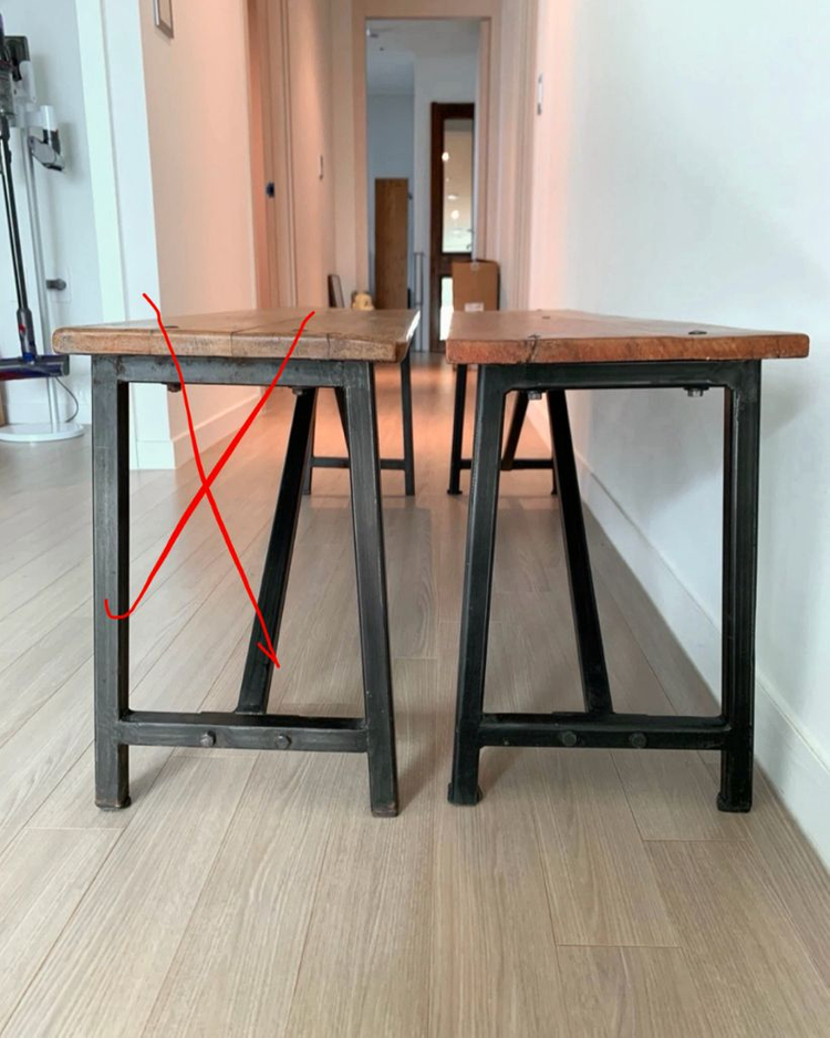 빈티지 가구 원목 철제 벤치 의자 이미지