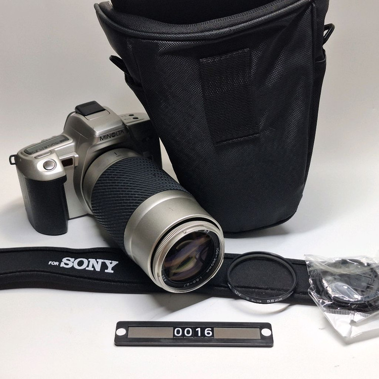 빈티지 필름카메라 풀세트/미놀타 a-360si 필름카메라 100-300mm 망원렌즈 가방 스트랩 레트로 로모 앤틱 이미지