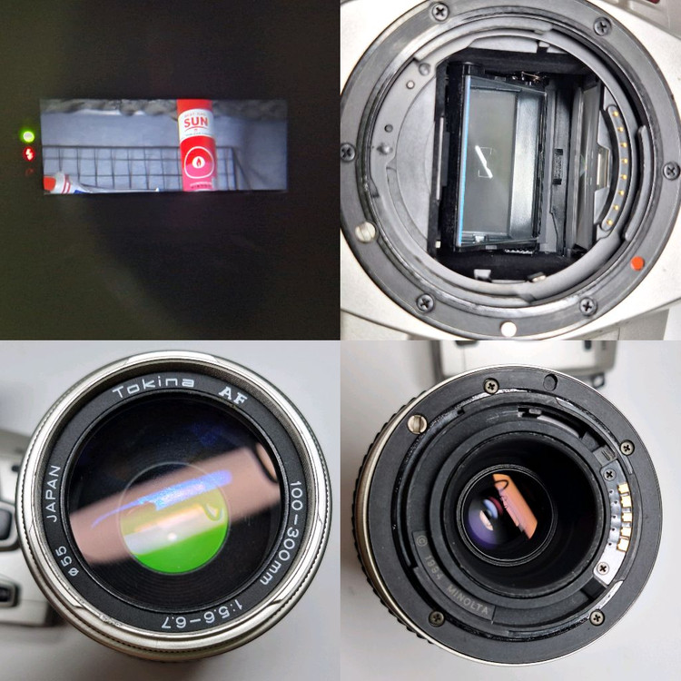 빈티지 필름카메라 풀세트/미놀타 a-360si 필름카메라 100-300mm 망원렌즈 가방 스트랩 레트로 로모 앤틱 이미지