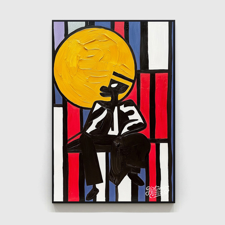 그림 액자 팝아트 인테리어소품 태양을 쓴 남자 그림 인물그림 모던아트 추상화 유화 아크릴화 대형 거실 카페 인테리어 이미지