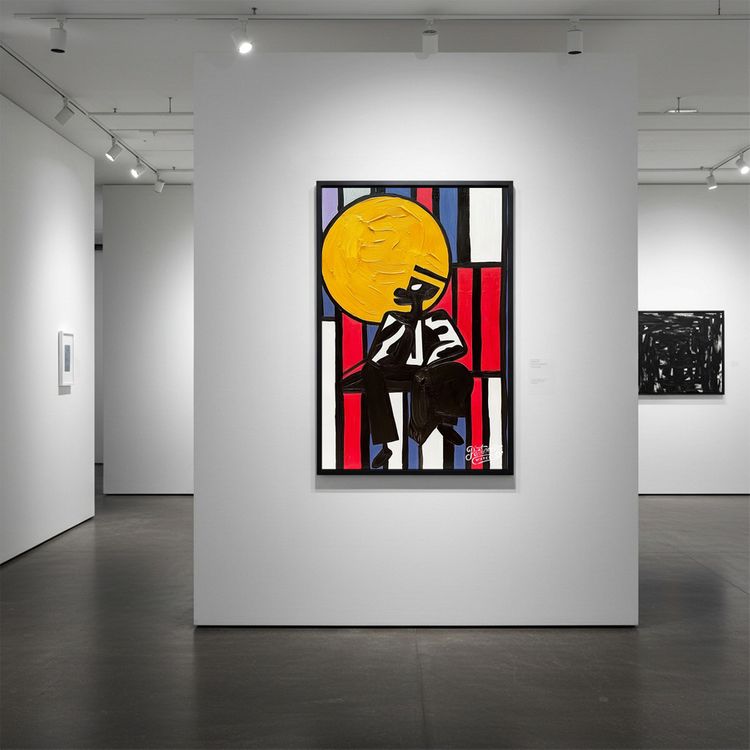 그림 액자 팝아트 인테리어소품 태양을 쓴 남자 그림 인물그림 모던아트 추상화 유화 아크릴화 대형 거실 카페 인테리어 이미지