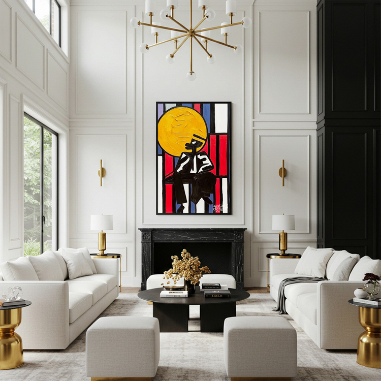 그림 액자 팝아트 인테리어소품 태양을 쓴 남자 그림 인물그림 모던아트 추상화 유화 아크릴화 대형 거실 카페 인테리어 이미지