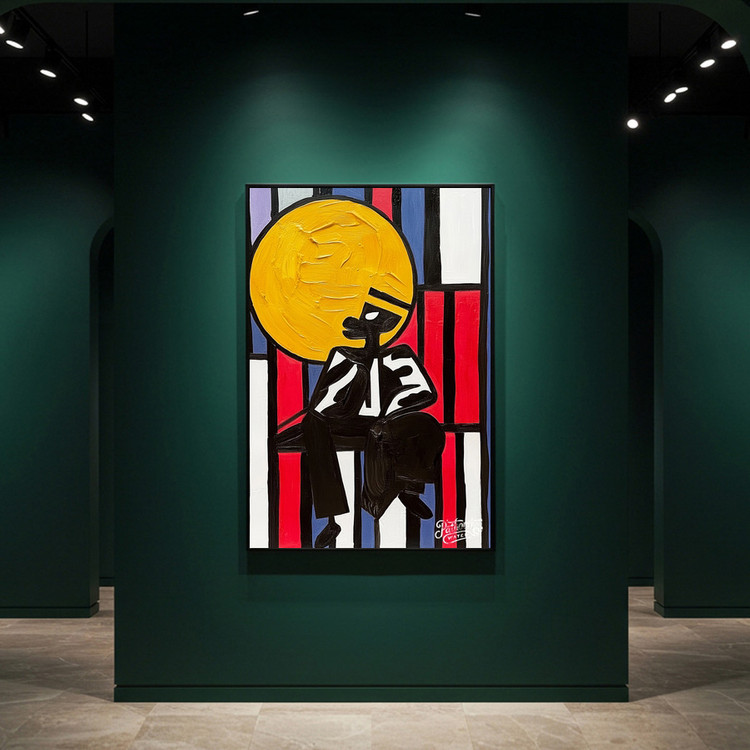 그림 액자 팝아트 인테리어소품 태양을 쓴 남자 그림 인물그림 모던아트 추상화 유화 아크릴화 대형 거실 카페 인테리어 이미지