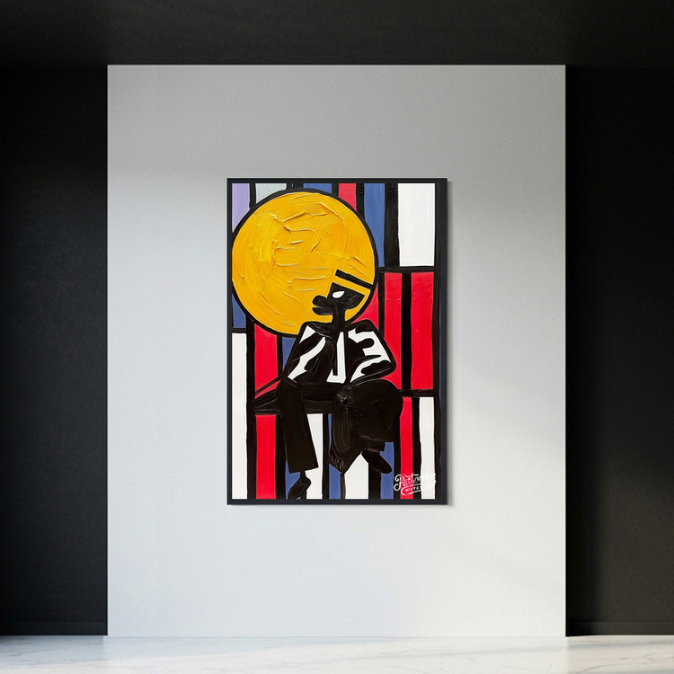 그림 액자 팝아트 인테리어소품 태양을 쓴 남자 그림 인물그림 모던아트 추상화 유화 아크릴화 대형 거실 카페 인테리어 이미지