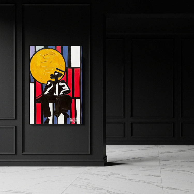 그림 액자 팝아트 인테리어소품 태양을 쓴 남자 그림 인물그림 모던아트 추상화 유화 아크릴화 대형 거실 카페 인테리어 이미지