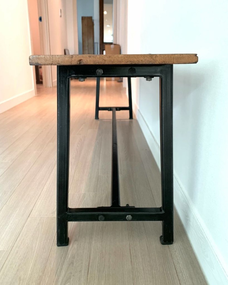 빈티지 가구 원목 철제 벤치 의자 이미지