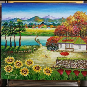 김수영화백 아름다운 고향추억 유화그림 이미지