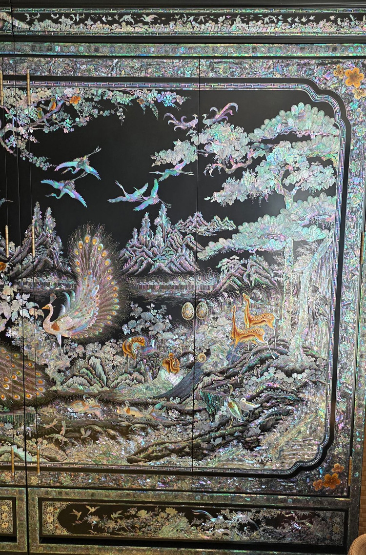 [초희귀/순금 30돈 세공] 24K 112.5g 보증서 포함 명품 나전칠기 자개농 세트 이미지