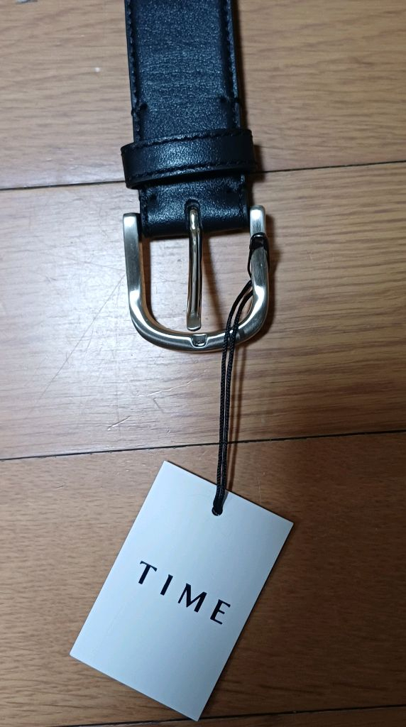 새상품 타임(TIME) 정품 천연가죽 슬림 벨트 (블랙) 이미지