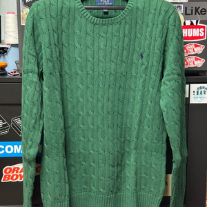 [XL] 폴로 랄프로렌 보이즈 케이블 꽈배기 니트 그린 이미지