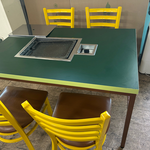 업소용 테이블형 로스타 식탁 의자 세트 사각로스타 매립형 HK-2006G 이미지