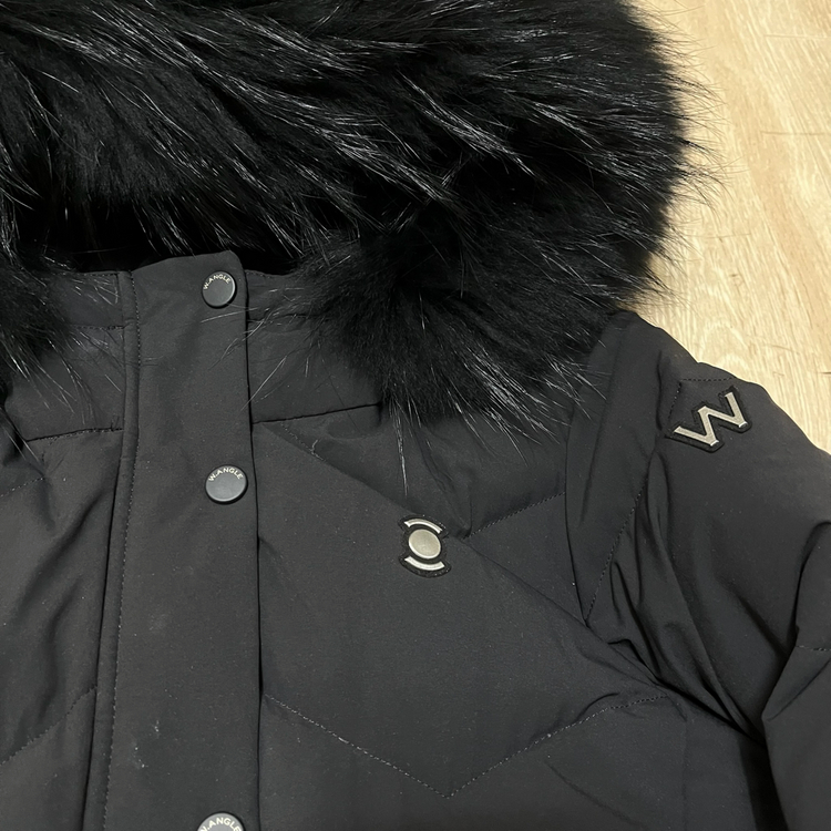 와이드앵글 여성 골프웨어 라쿤퍼 후드 구스다운 롱패딩 M/95 이미지