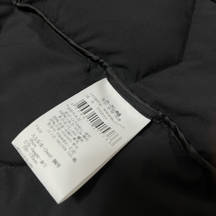 와이드앵글 여성 골프웨어 라쿤퍼 후드 구스다운 롱패딩 M/95 이미지