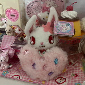 고전 쥬얼펫 루비 하트 큐빅 보석 폼폼이 키링 스트랩 산리오 산엑스 갸루 이미지