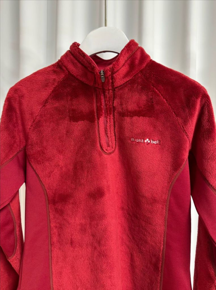 montbell 몽벨 여성용 후리스 등산 집업 탑 (레드) 이미지