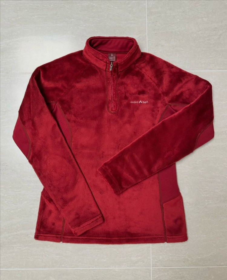 montbell 몽벨 여성용 후리스 등산 집업 탑 (레드) 이미지