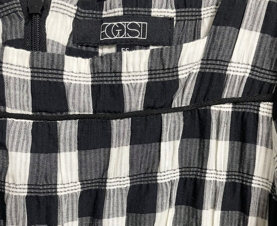 에고이스트 스퀘어넥 체크 롱 원피스 이미지