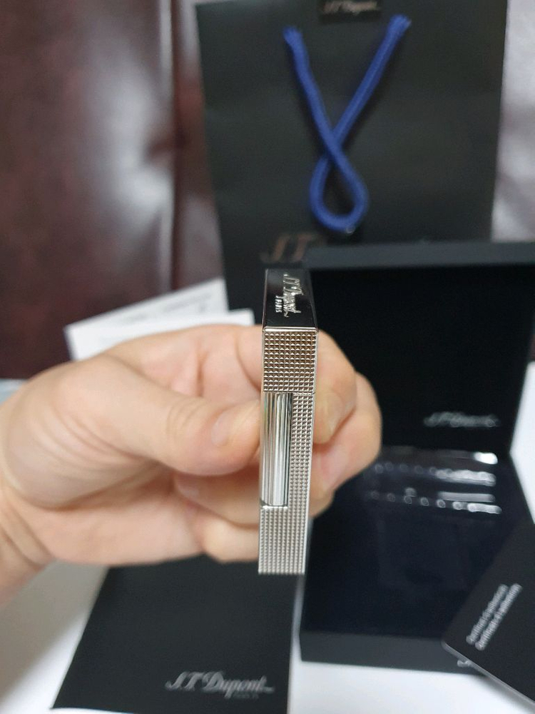 [새상품,백화점판,풀세트] 듀퐁라이터 뉴 라인2 신형 ca16455 팔라듐 백금 쌍불 듀퐁 라이타 이미지