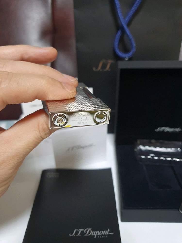 [새상품,백화점판,풀세트] 듀퐁라이터 뉴 라인2 신형 ca16455 팔라듐 백금 쌍불 듀퐁 라이타 이미지