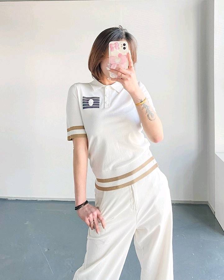 어메이징크리 여성 골프 고스트 카라넥 니트 티셔츠 이미지