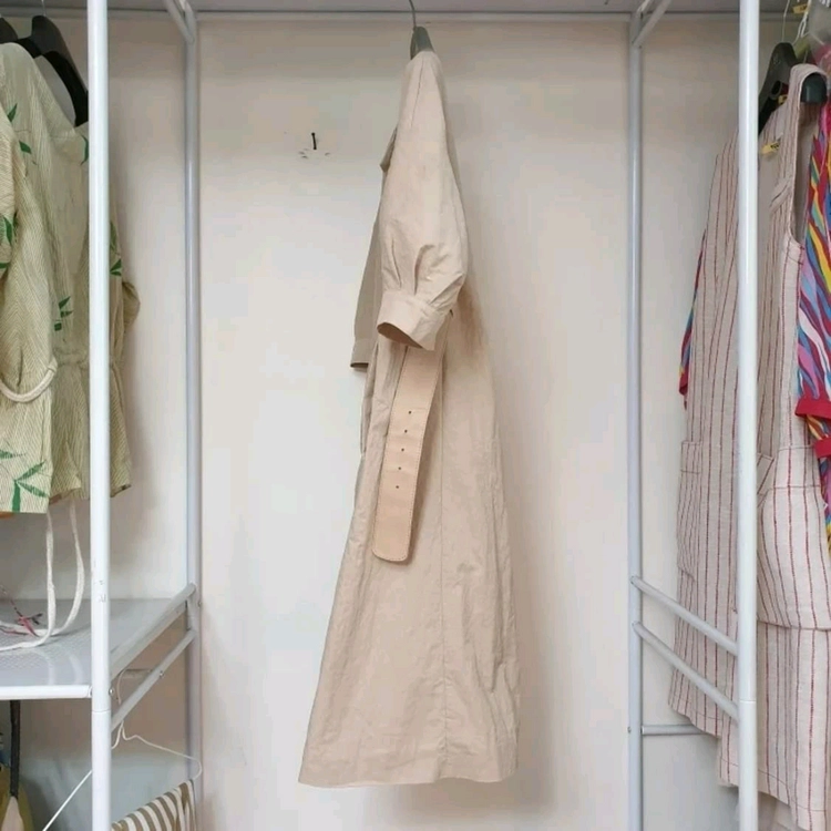 명품 MARNI 마르니 쇼라인 오픈카라 입체소매 벨티드 원피스 트렌치 이미지