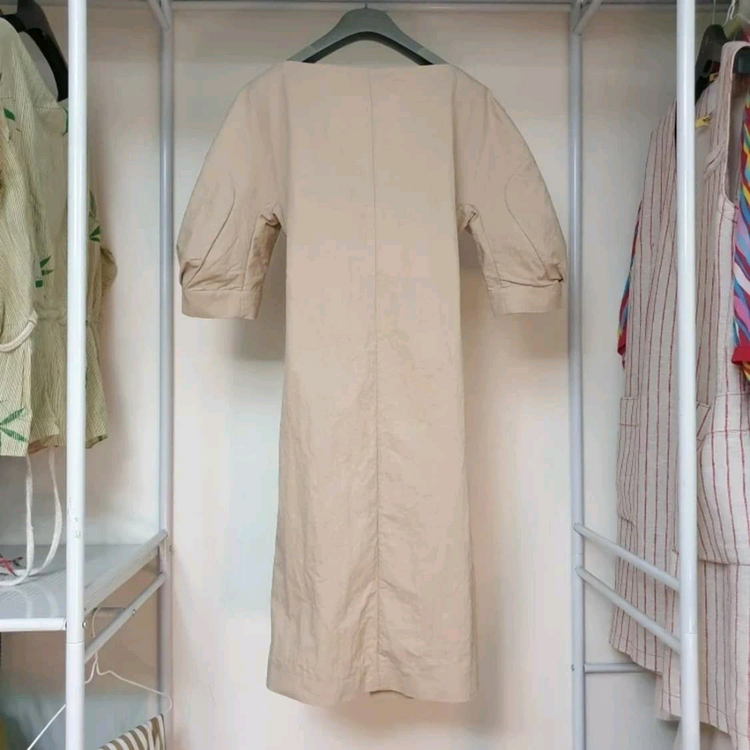 명품 MARNI 마르니 쇼라인 오픈카라 입체소매 벨티드 원피스 트렌치 이미지