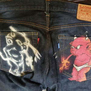 테드맨 컴퍼니(tedman company) 페인팅아트웍진(셀비지 복각 데님)33 웨어하우스 풀카운트 90s 리바이스 이미지