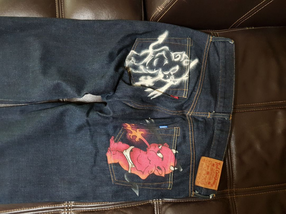 테드맨 컴퍼니(tedman company) 페인팅아트웍진(셀비지 복각 데님)33 웨어하우스 풀카운트 90s 리바이스 이미지