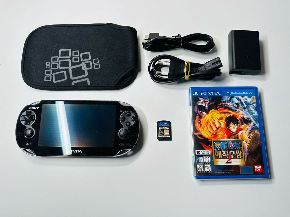 소니 PS Vita 1세대 OLED 피아노블랙 한글 정발판 + 구성품들 판매 이미지