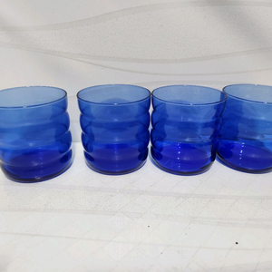빈티지 블루 유리컵 4개 세트 이미지