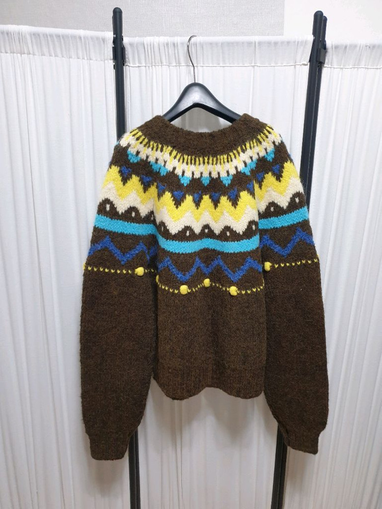 그린버터 캔디볼 알파카딕 가디건 브라운/프리 이미지