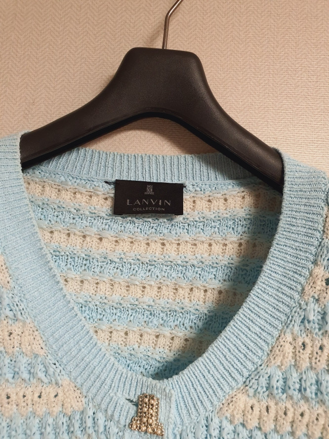 랑방컬랙션 컬러 라인 루슈 니트 가디건 프리사이즈 정품 이미지