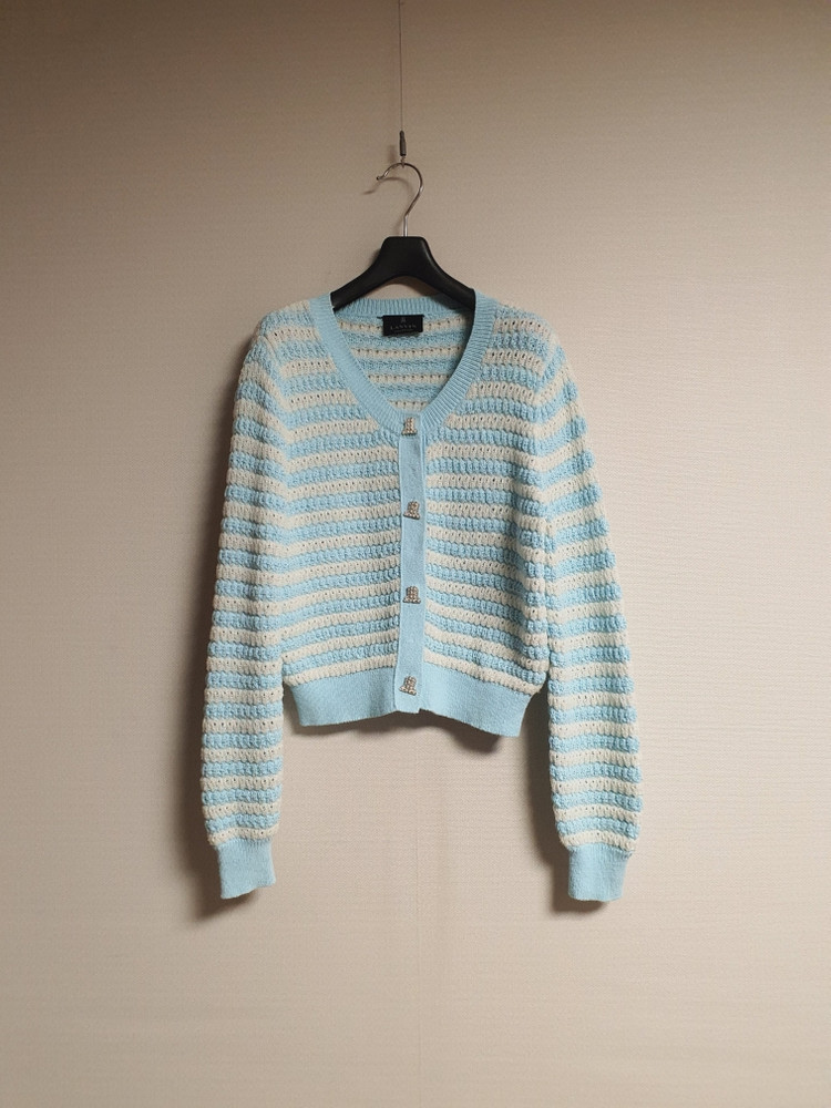 랑방컬랙션 컬러 라인 루슈 니트 가디건 프리사이즈 정품 이미지