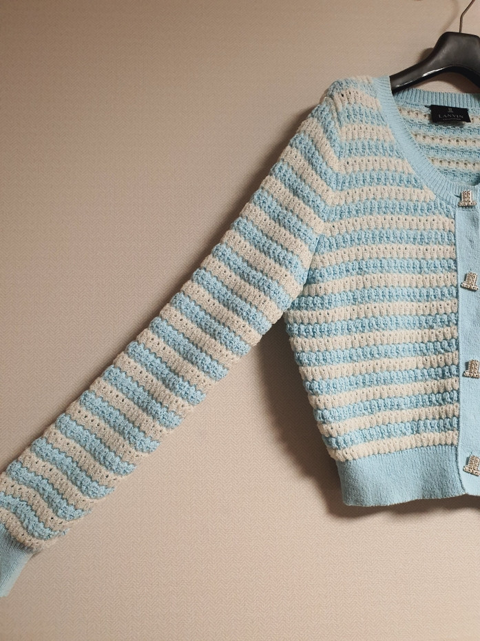 랑방컬랙션 컬러 라인 루슈 니트 가디건 프리사이즈 정품 이미지