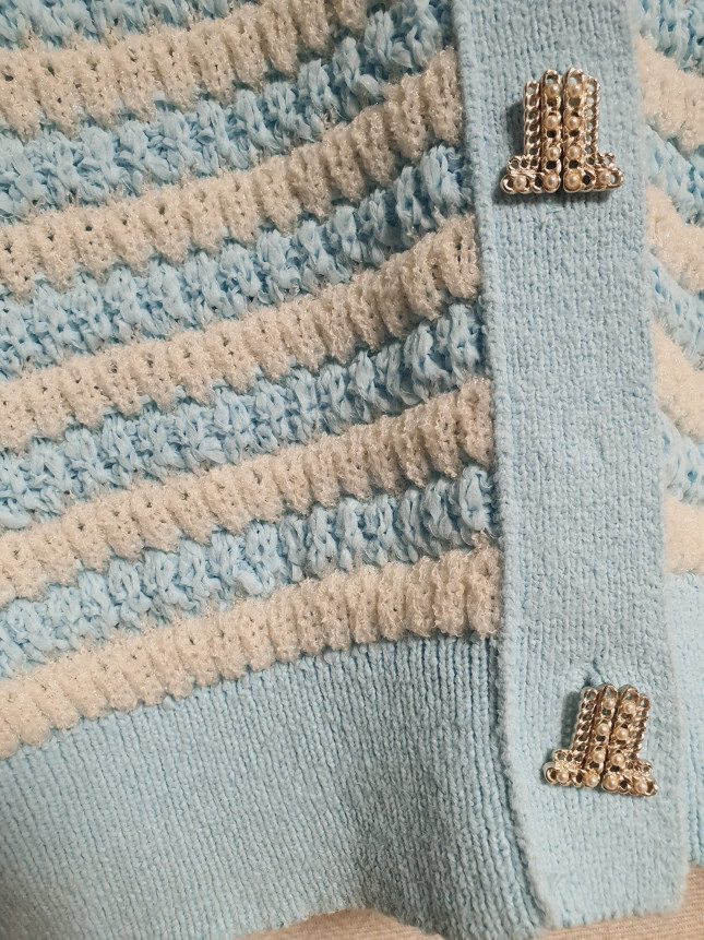 랑방컬랙션 컬러 라인 루슈 니트 가디건 프리사이즈 정품 이미지