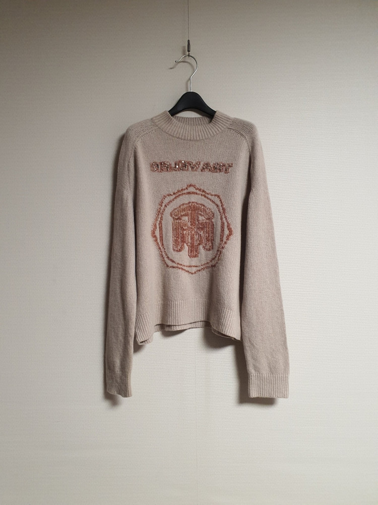 타임 time 벨벳 로고 캐시미어 울 니트 탑 프리사이즈 정품 이미지